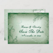  groen scrollblad Save the Date Aankondigingskaart (Voorkant / Achterkant)