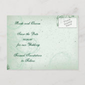  groen scrollblad Save the Date Aankondigingskaart (Achterkant)