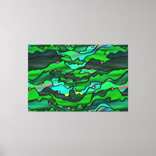 Groen Seascape Organic Glas in lood Abstract Canvas Afdruk