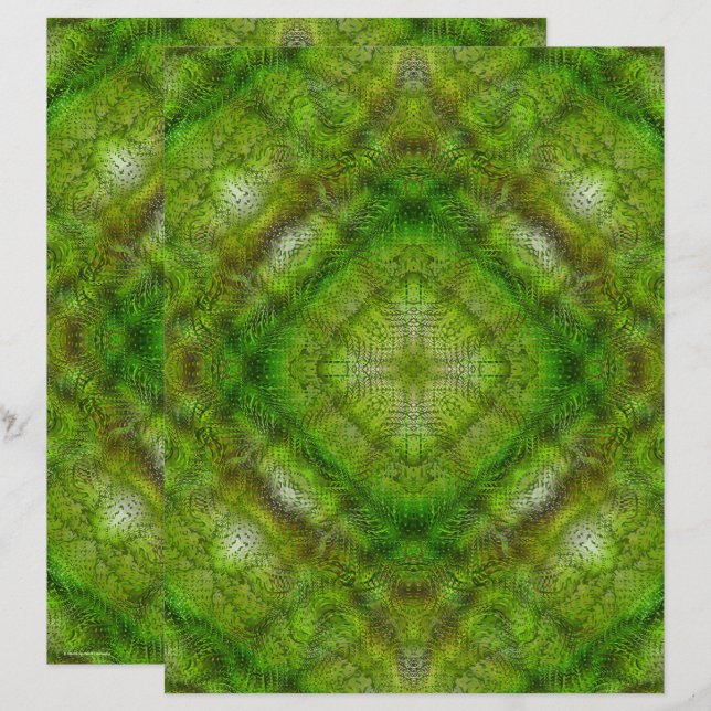 Groen Serene Tuinen Scrapbook Papier 2-zijdige Pag (Voorkant / Achterkant)