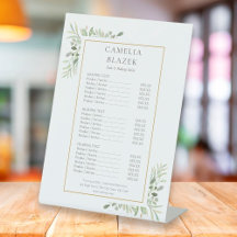 Groen Service Menu Prijslijst
