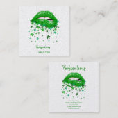 Groen Sexy MMJ Lips Square Visitekaartje (Voorkant / Achterkant)