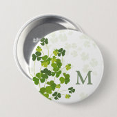 Groen Shamrock bouquet monogram Ronde Button 7,6 Cm (Voorkant /achterkant)