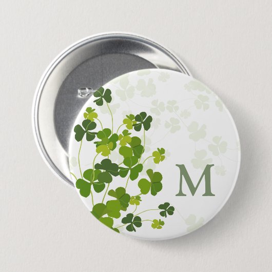 Groen Shamrock bouquet monogram Ronde Button 7,6 Cm (Voorkant /achterkant)