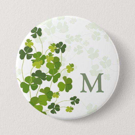 Groen Shamrock bouquet monogram Ronde Button 7,6 Cm (Voorkant)