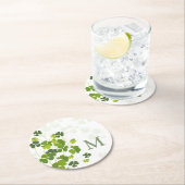 Groen Shamrock bouquet monogram Ronde Kartonnen Onderzetter (Insitu)