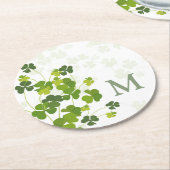Groen Shamrock bouquet monogram Ronde Kartonnen Onderzetter (Gebogen)