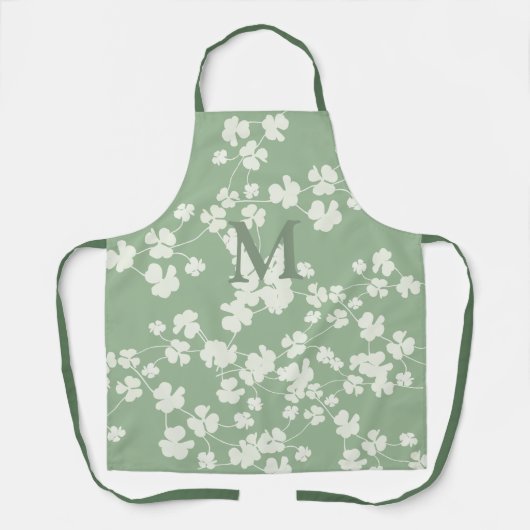 Groen Shamrock bouquet monogram Schort (Voorkant)
