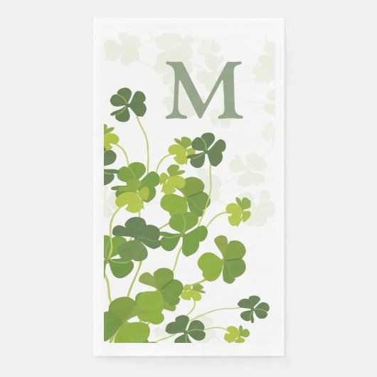 Groen Shamrock bouquet monogram Servet (Voorkant)