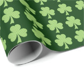 Groen Shamrock Clover Polka-puntenpatroon Cadeaupapier (Rol Hoek)