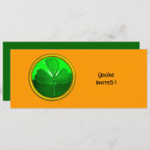 GROEN SHAMROCK GEMSTONE, ST PATRICK'S DAY PARTY KAART (Voorkant / Achterkant)