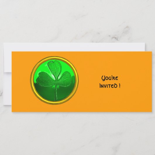 GROEN SHAMROCK GEMSTONE, ST PATRICK'S DAY PARTY KAART (Voorkant)