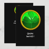 GROEN SHAMROCK GEMSTONE, ST PATRICK'S DAY PARTY KAART (Voorkant / Achterkant)
