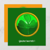 GROEN SHAMROCK GEMSTONE, ST PATRICK'S DAY PARTY KAART (Voorkant / Achterkant)