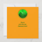 GROEN SHAMROCK GEMSTONE, ST PATRICK'S DAY PARTY KAART (Achterkant)
