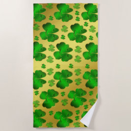 groen, shamrock, goud, giny, santa petricks strandlaken