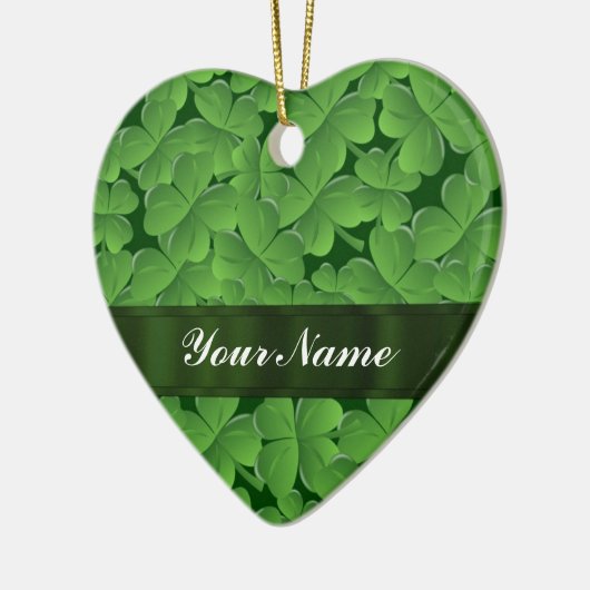 Groen shamrock patroon keramisch ornament (Links)