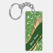 Groen shamrock patroon sleutelhanger (Voorkant Links)