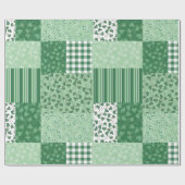 Groen Shamrocks Faux Patchwork Verpakkingsdocument Cadeaupapier (Vlak)