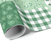 Groen Shamrocks Faux Patchwork Verpakkingsdocument Cadeaupapier (Rol Hoek)