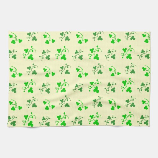 Groen Shamrocks Patroon op Cream Kitchen Towel Theedoek (Horizontaal)