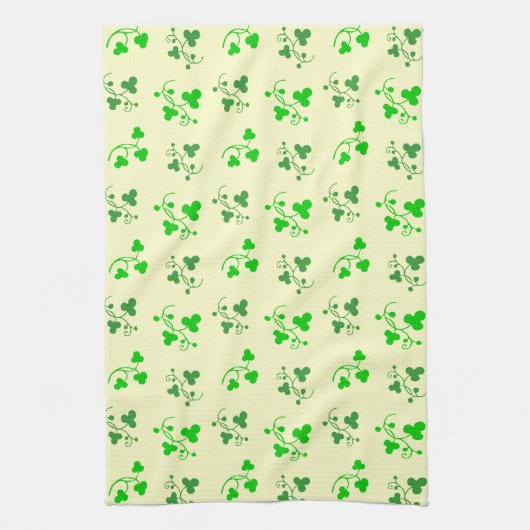 Groen Shamrocks Patroon op Cream Kitchen Towel Theedoek (Verticaal)