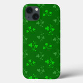 Groen Shamrocks Patroon op Groene iPhone Case (Achterkant)