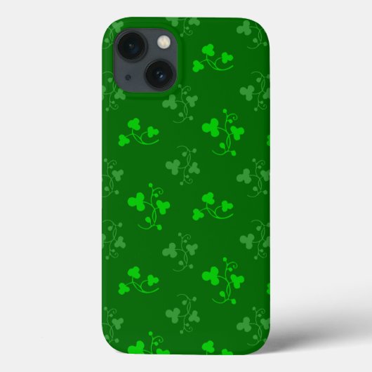 Groen Shamrocks Patroon op Groene iPhone Case (Achterkant)