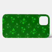 Groen Shamrocks Patroon op Groene iPhone Case (Achterkant (horizontaal))
