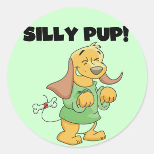 Groen Shirt Gekke Pup Tshirts en Geschenken Ronde Sticker