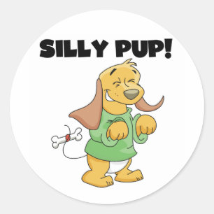 Groen Shirt Gekke Pup Tshirts en Geschenken Ronde Sticker