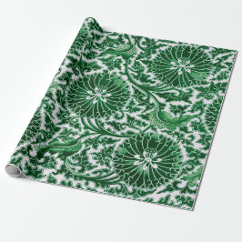 groen sierbloemmotief cadeaupapier