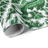 groen sierbloemmotief cadeaupapier (Rol Hoek)