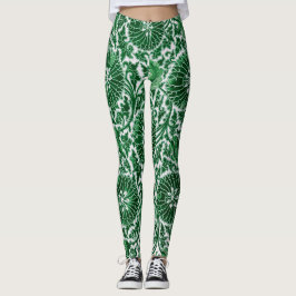 groen sierbloemmotief leggings