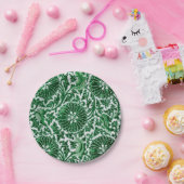 groen sierbloemmotief papieren bordje (Feest)