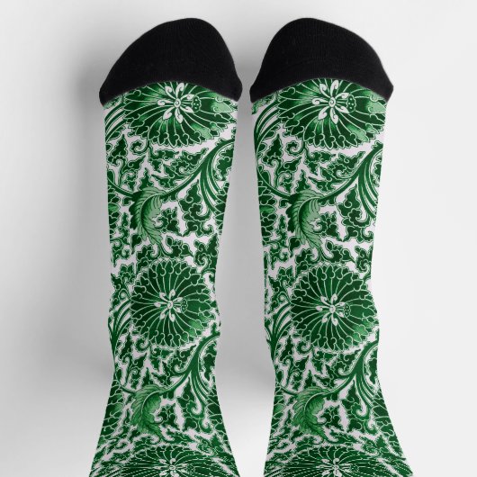  groen sierbloemmotief sokken (Top)