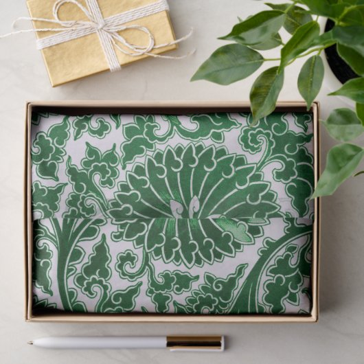 groen sierbloemmotief tissuepapier (Geschenk)