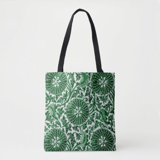 groen sierbloemmotief tote bag (Voorkant)