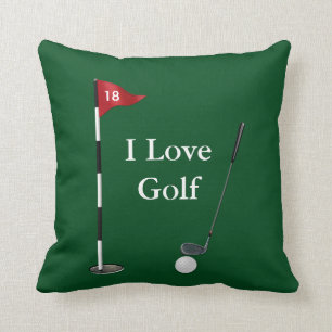 Groen Sierkussen "I Love Golf"