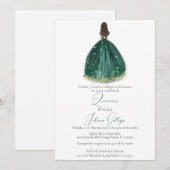 Groen silhouet Quinceañera uitnodiging (Voorkant / Achterkant)