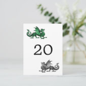 Groen Silver Dragon Table Number Briefkaart (Staand voorkant)