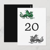 Groen Silver Dragon Table Number Briefkaart (Voorkant / Achterkant)
