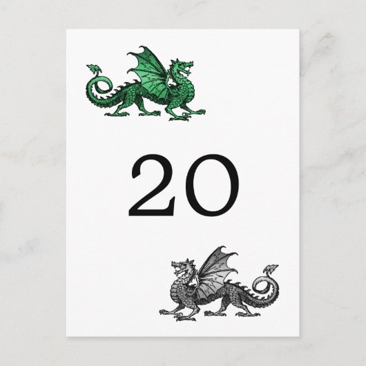 Groen Silver Dragon Table Number Briefkaart (Voorkant)