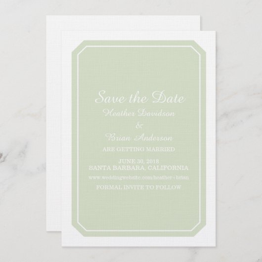 Groen Simply Elegant Save the Date Uitnodiging (Voorkant / Achterkant)
