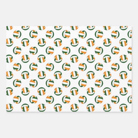 Groen sinaasappel 3 pc coördinerende volleybalpatr inpakpapier vel (Voorkant 3)