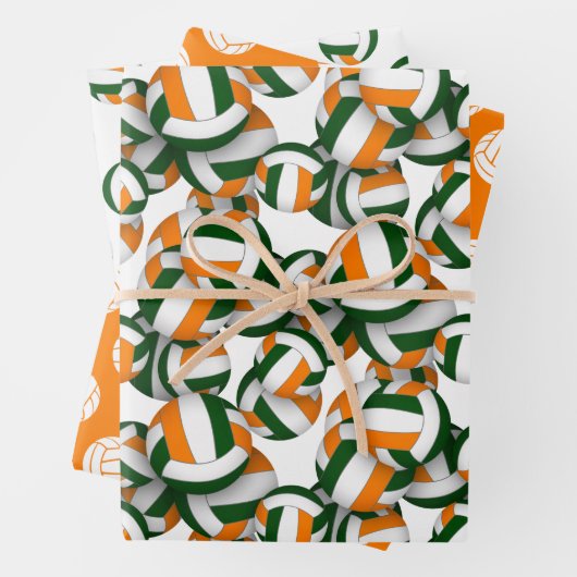 Groen sinaasappel 3 pc coördinerende volleybalpatr inpakpapier vel (In situ)