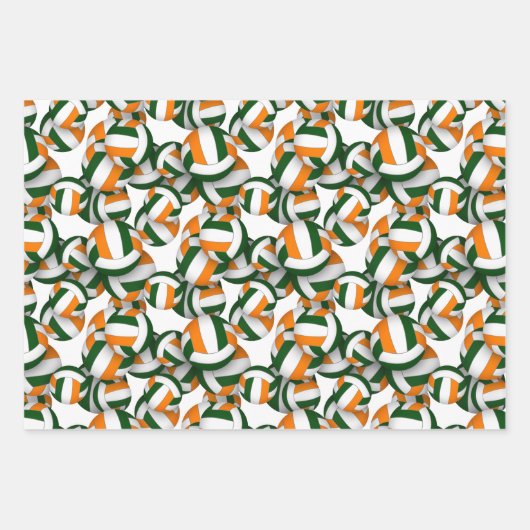 Groen sinaasappel 3 pc coördinerende volleybalpatr inpakpapier vel (Voorkant)