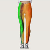 Groen Sinaasappel Abstracte Leggings (Voorkant)