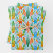 Groen Sinaasappel & Blauw Zomer Surfplanken Inpakpapier Vel (In situ)