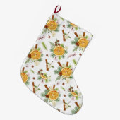 Groen Sinaasappel Bloemen Kerstmis Vakantie Gift Grote Kerstsok (Voorkant (Hangend))